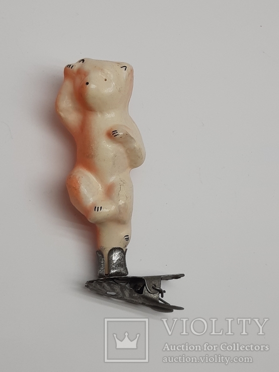 Елочная игрушка Танцующий мишка, СССР, прищепка, сохран