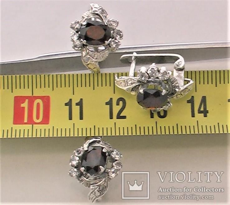 Набор кольцо перстень серьги серебро 925 проба 7,48 грамма 17,5 размер, фото №6