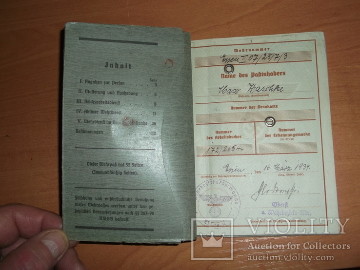 Военный билет, Wehrpaß. III.Reich. 1939 г., фото №3