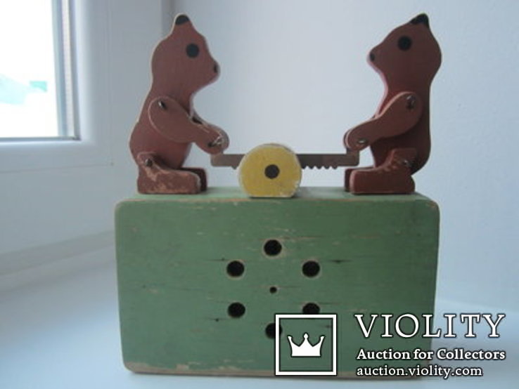 Медведи пилят бревно механическая музыкальная игрушка СССР, фото №11