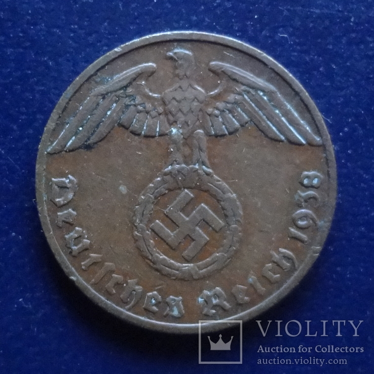 1  пфенниг  1938  F  Германия   (Г.1.17)~, фото №2