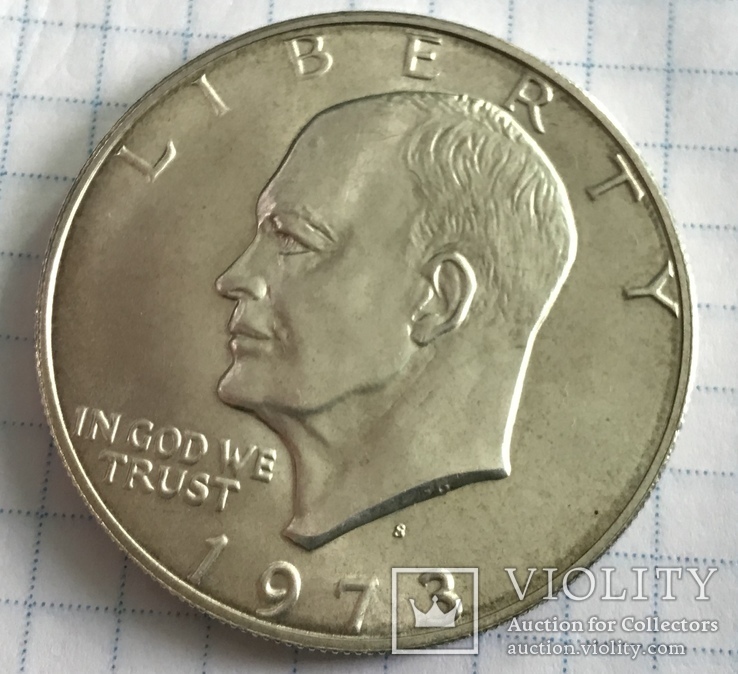 1 доллар Эйзенхауэр 1973г серебро, фото №2