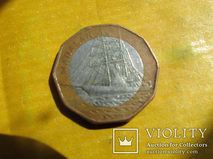 Кабо Верде 100 эскудо 1994  бронзовое кольцо корабль парусник, фото №2
