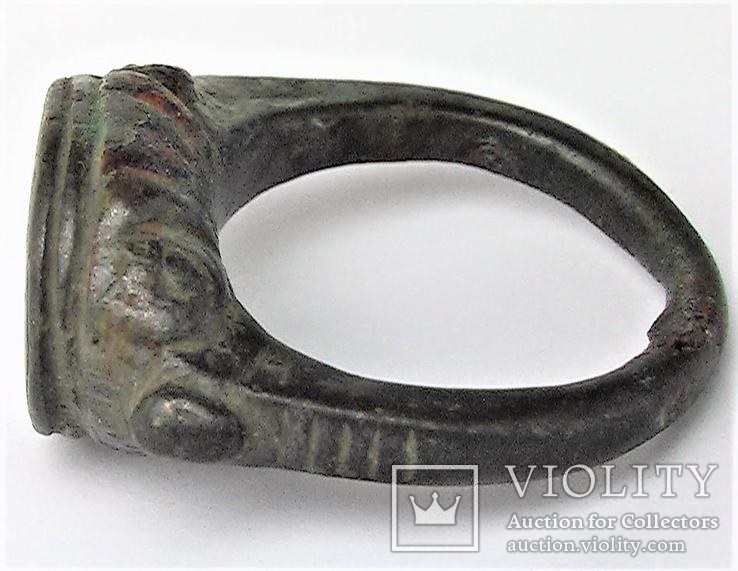 Кольцо перстень старинный козацкий бронза размер 21,5 25,97 гр., фото №4