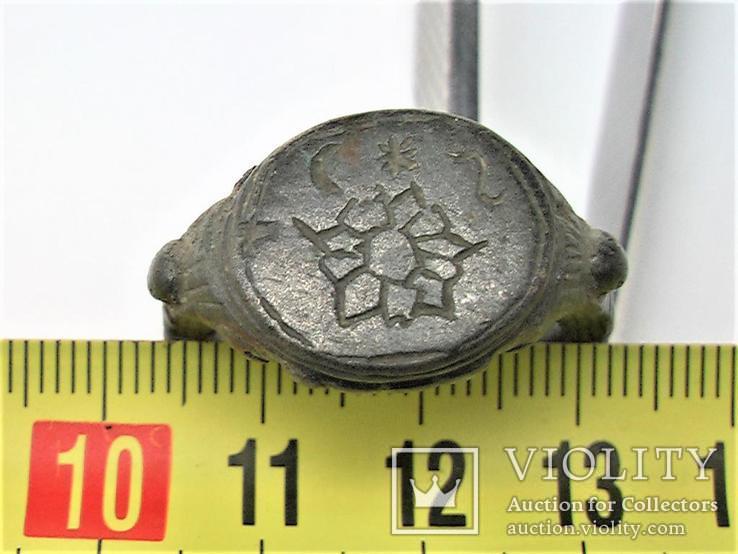 Кольцо перстень старинный козацкий бронза размер 21,5 25,97 гр., фото №7