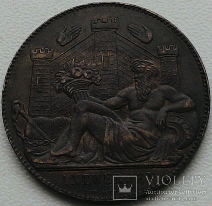 Бельгия медаль 1885 год Antwerpen!, фото №2