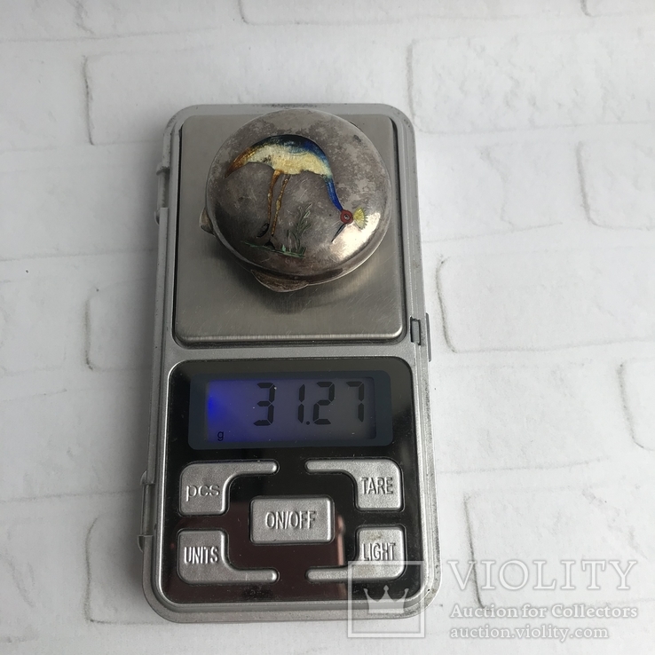 Серебряная шкатулка-таблетница с цветными эмалями,31,27 грамм, фото №8