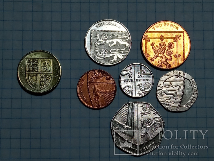 Монеты Великобритания, Британский Щит полный комплект,