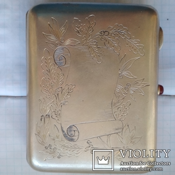 Серебряный портсигар с золочением 875, фото №3