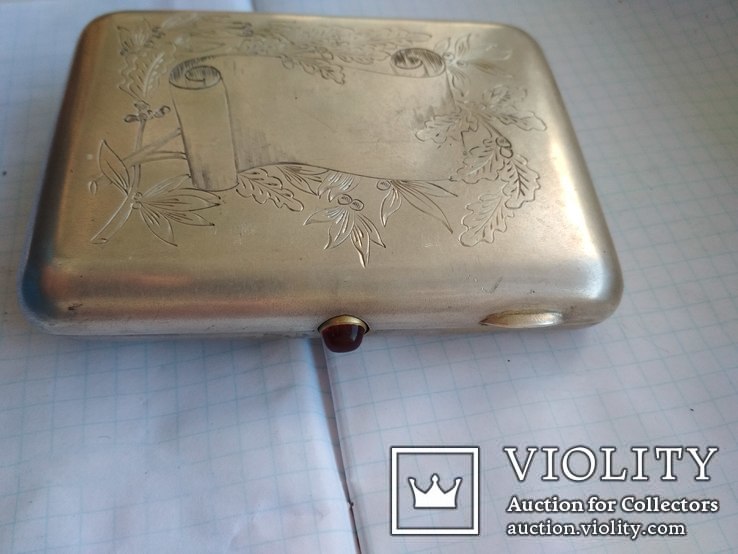 Серебряный портсигар с золочением 875, фото №5