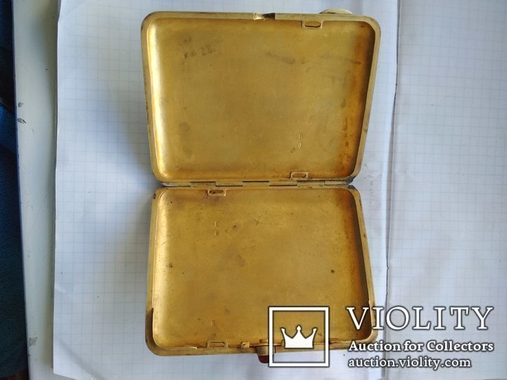 Серебряный портсигар с золочением 875, фото №6
