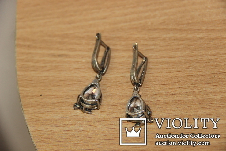 Крупные серьги серебро 925( Украина ) и горный хрусталь, фото №9