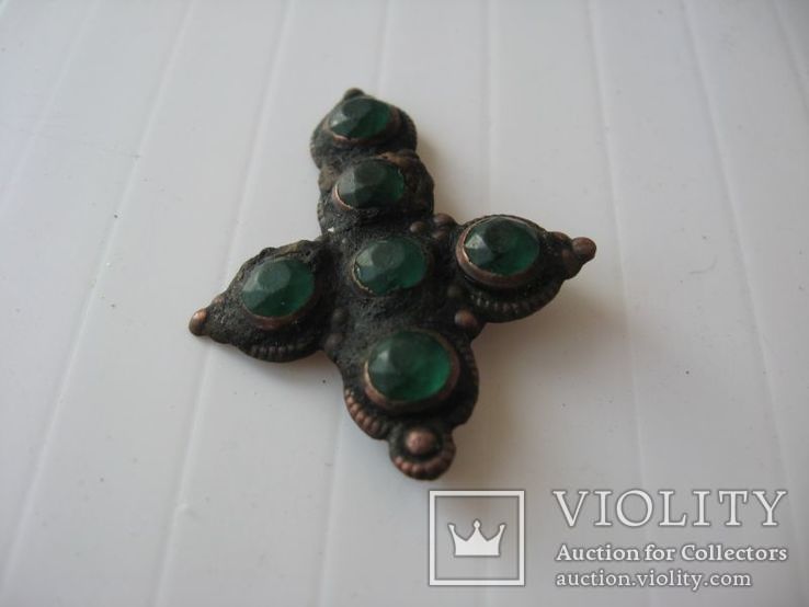 Крест козацкий с зелеными камнями, фото №9