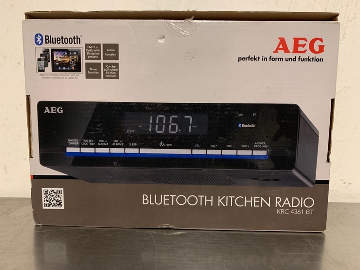 Радио кухонное AEG KRC 4361 Bluetooth,FM PLLтюнер с 30 предустановками