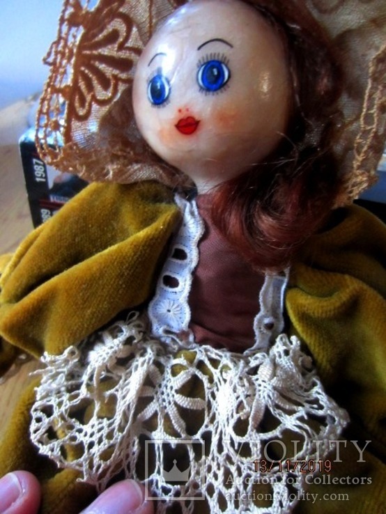 Винтажна восковая кукла ручной раскраски, фото №3