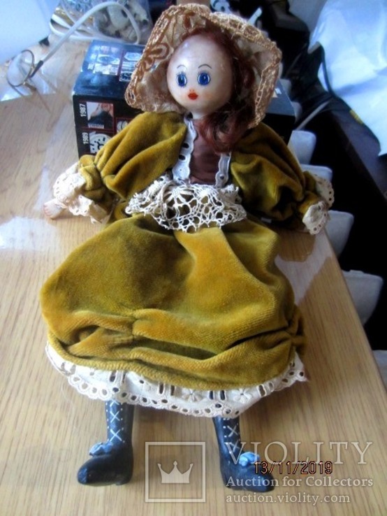 Винтажна восковая кукла ручной раскраски, фото №7