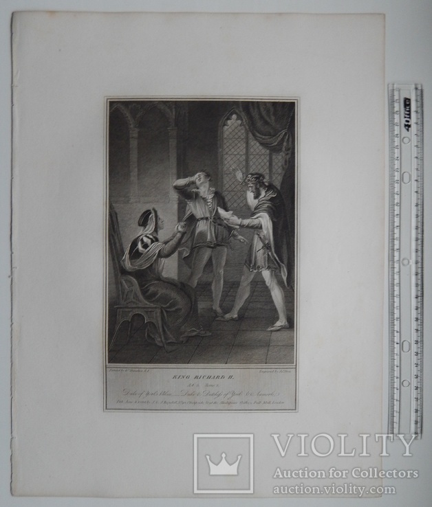 Старинная гравюра. Шекспир. "Ричард II", акт V. 1803 год. (42 на 32 см.). Оригинал., фото №6