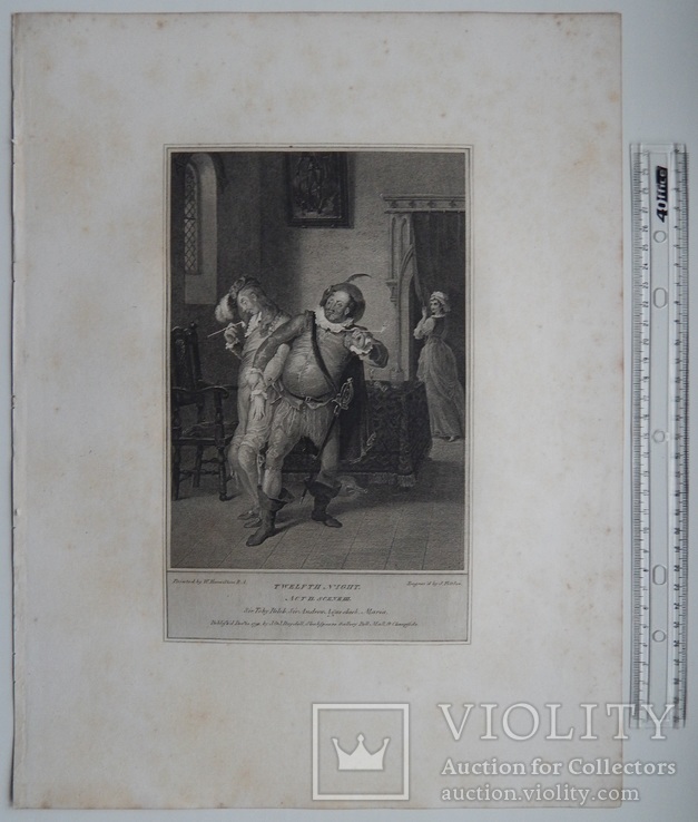 Старинная гравюра. Шекспир. "Двенадцатая ночь, или Что угодно?". 1803 год. Оригинал., фото №6