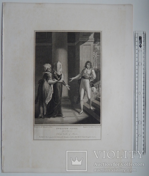 Старинная гравюра. Шекспир. "Двенадцатая ночь, или Что угодно?". 1803 год. Оригинал., фото №6