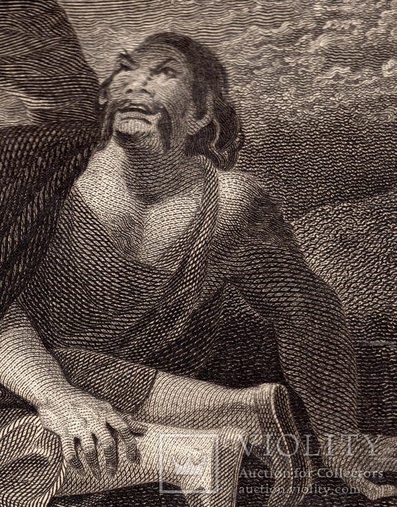 Старинная гравюра. Шекспир. "Буря", акт II. 1803 год. (42 на 32 см.). Оригинал., фото №4