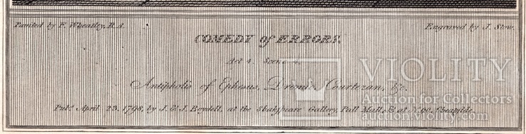 Старинная гравюра. Шекспир. "Комедия ошибок", акт IV. 1803 год. (42 на 32 см.). Оригинал., фото №5