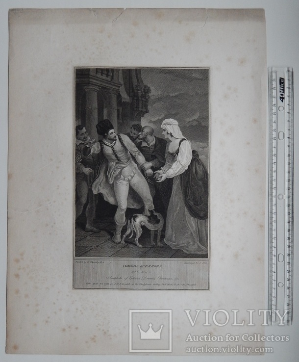 Старинная гравюра. Шекспир. "Комедия ошибок", акт IV. 1803 год. (42 на 32 см.). Оригинал., фото №6
