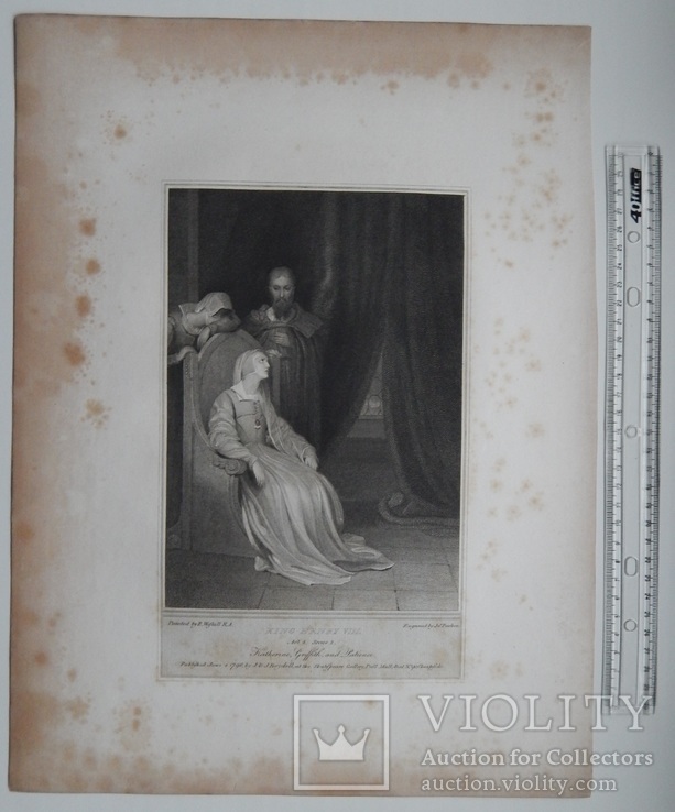 Старинная гравюра. Шекспир. "Генрих VIII", акт IV. 1803 год. (42 на 32 см.). Оригинал., фото №6