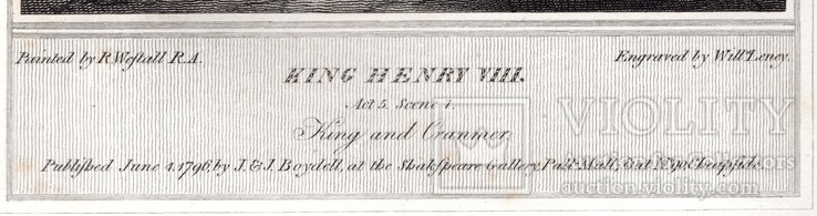 Старинная гравюра. Шекспир. "Генрих VIII", акт V. 1803 год. (42 на 32 см.). Оригинал., фото №5