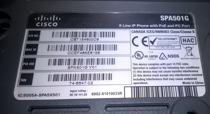 IP-телефон Cisco SPA501G (SPA501G) 8 канальный, фото №6