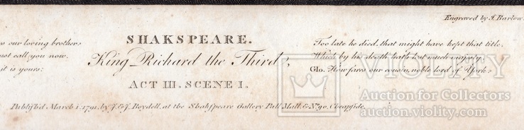 Старинная гравюра. Шекспир. "Ричард III", акт III. 1803 год. (42 на 32 см.). Оригинал., фото №5