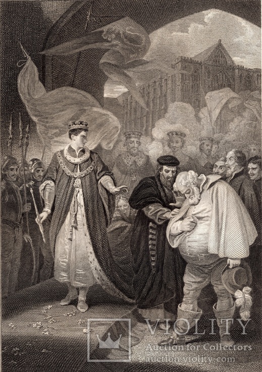 Старинная гравюра. Шекспир. "Генрих IV, часть 2". 1803 год. (42 на 32 см.). Оригинал., фото №2