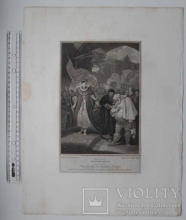 Старинная гравюра. Шекспир. "Генрих IV, часть 2". 1803 год. (42 на 32 см.). Оригинал., фото №6