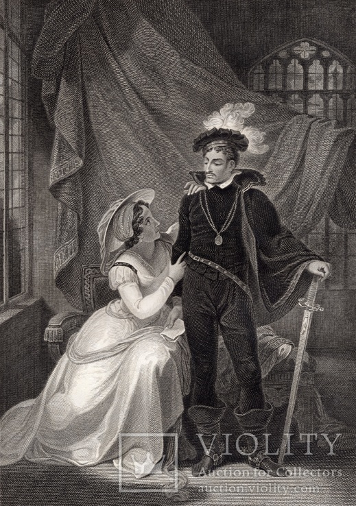 Старинная гравюра. Шекспир. "Генрих IV, часть 1". 1803 год. (42 на 32 см.). Оригинал., фото №2