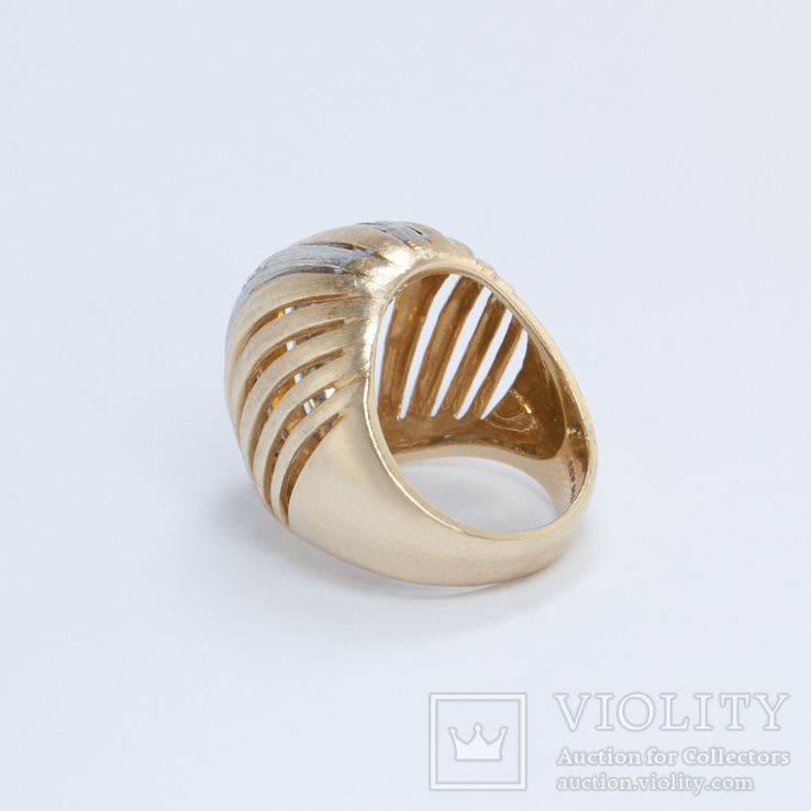 Винтажное золотое кольцо-сфера с бриллиантами, фото №3
