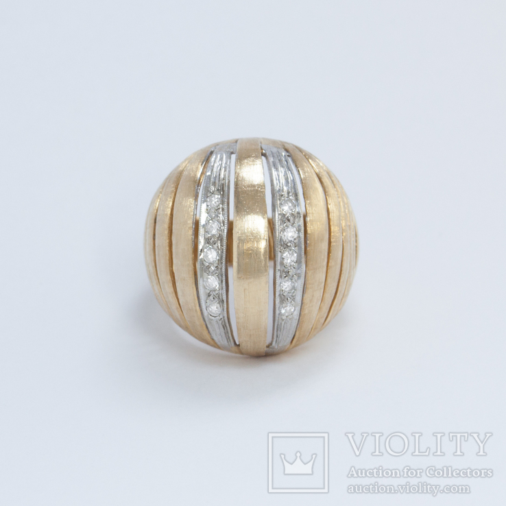 Винтажное золотое кольцо-сфера с бриллиантами, numer zdjęcia 4