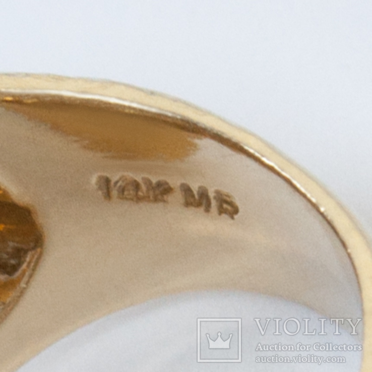 Винтажное золотое кольцо-сфера с бриллиантами, фото №5
