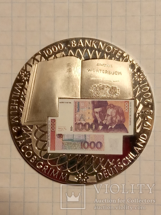 1 доллар 2002 г. Либерия "Банкнота ФРГ 1000 марок"