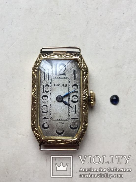 Старые наручные часы женские, EMAS, золото, 18К., не идут., фото №2