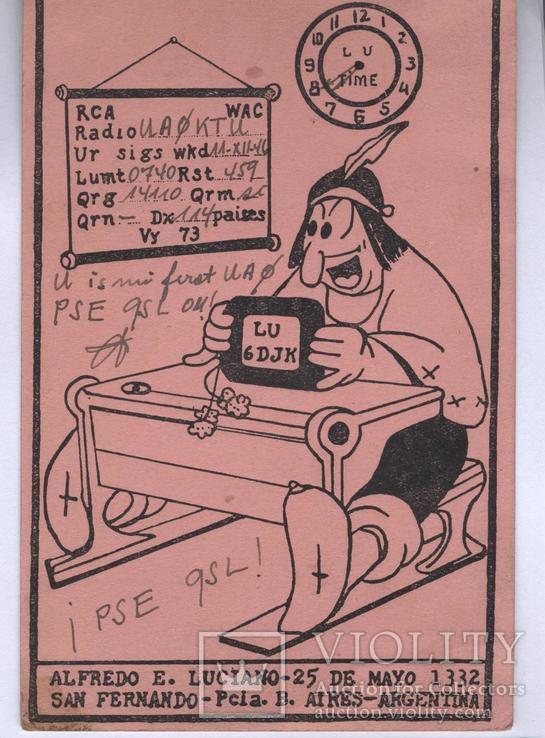 Карточка Радиообмена (радио карточка) Аргентина,1940-е годы, фото №2