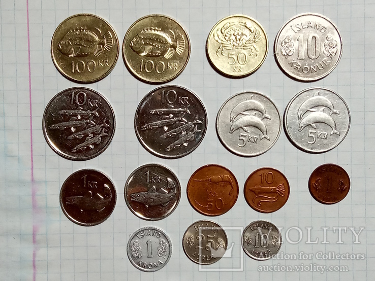 Монеты Исландии, разные одним лотом