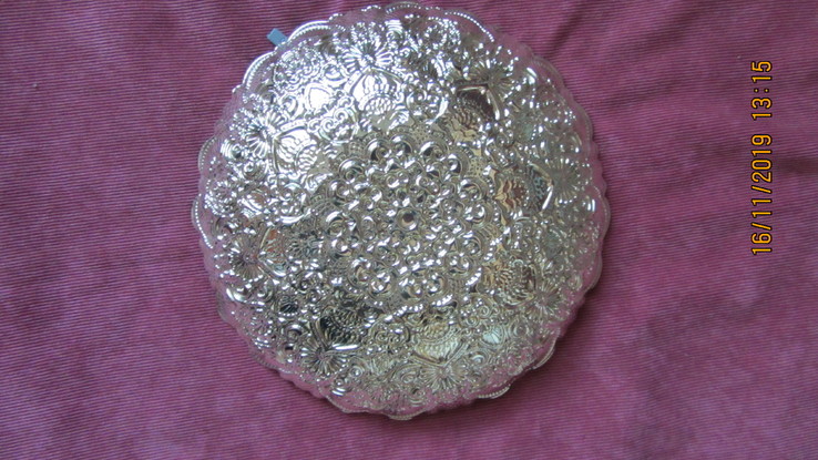Два блюда цветного стекла декорированные серебром, фото №5
