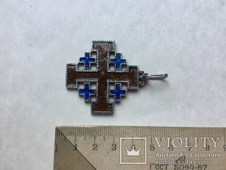 Старый крест, кулон, серебро, эмаль, 800 проба, Европа., фото №3