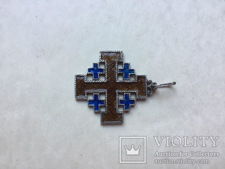 Старый крест, кулон, серебро, эмаль, 800 проба, Европа., фото №6