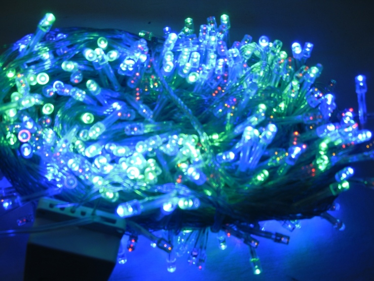 Гирлянда разноцветная 500 LED лампочек , прозрачный сетевой кабель ., фото №6