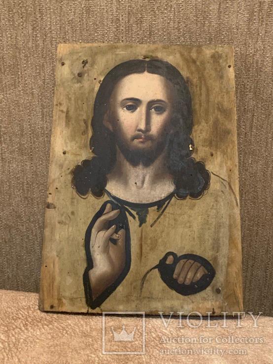 Икона Иисуса Христа старинная ручная работа, фото №2