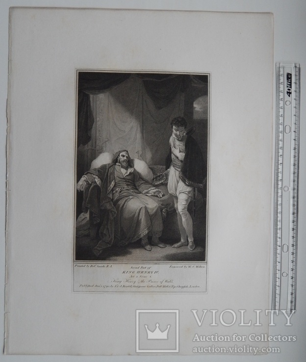 Старинная гравюра. Шекспир. "Генрих IV, часть 2". 1803 год. (42 на 32 см.). Оригинал., фото №6