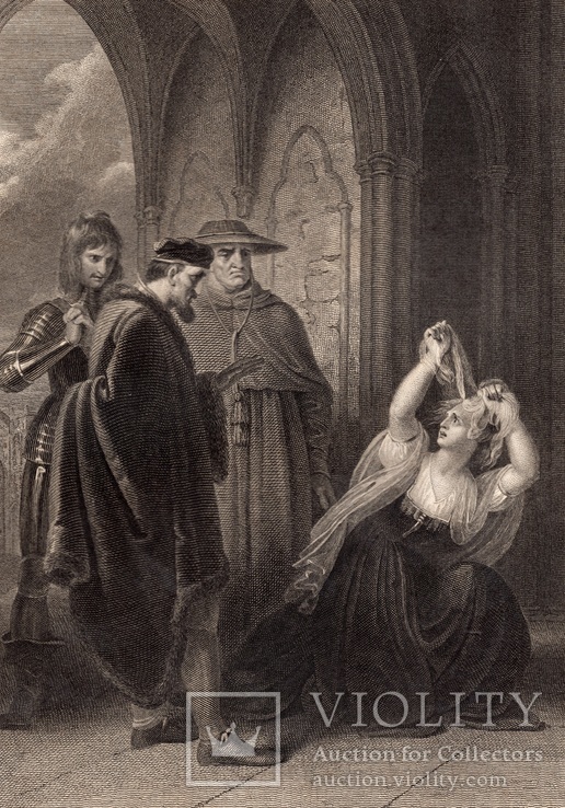 Старинная гравюра. Шекспир. "Король Иоанн", акт III. 1803 год. (42 на 32 см.). Оригинал., фото №2