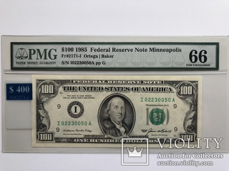 USA США 100 долларов 1985 UNC PMG 66, фото №2