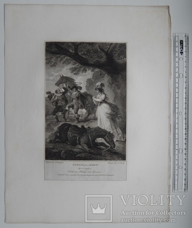 Старинная гравюра. Шекспир. "Укрощение строптивой". 1803 год. (42 на 32 см.). Оригинал., фото №6