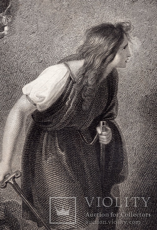 Старинная гравюра. Шекспир. "Цимбелин", акт III. 1803 год. (42 на 32 см.). Оригинал., фото №3